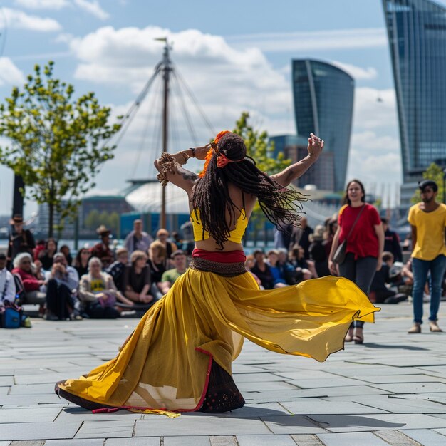 Photo une femme dansant au festival international de greenwich docklands