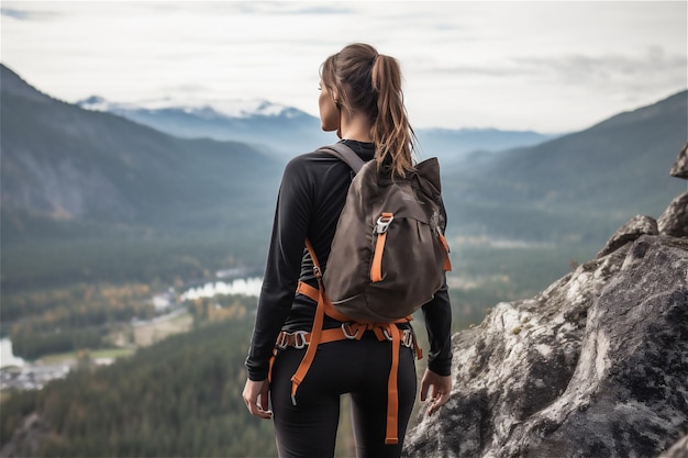 Femme debout au sommet d'une montagne contenu généré par l'IA