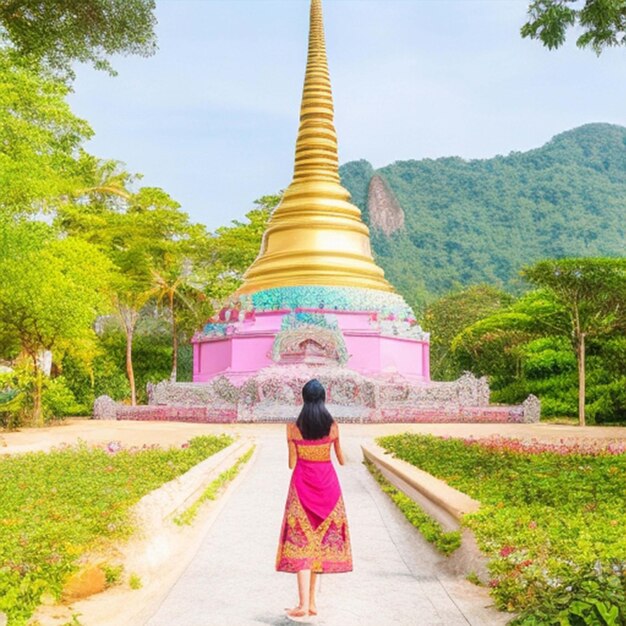 Photo une femme debout à khao na nai luang dharma mparkisur