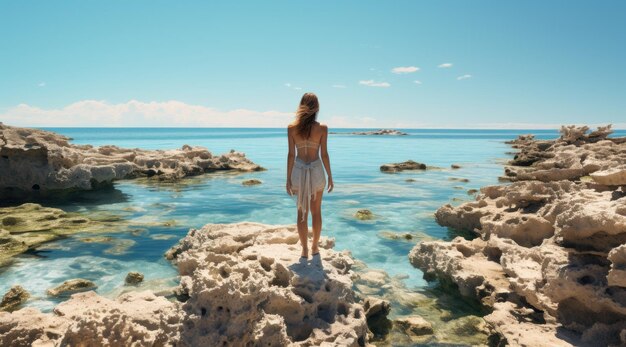 Une femme debout sur la plage