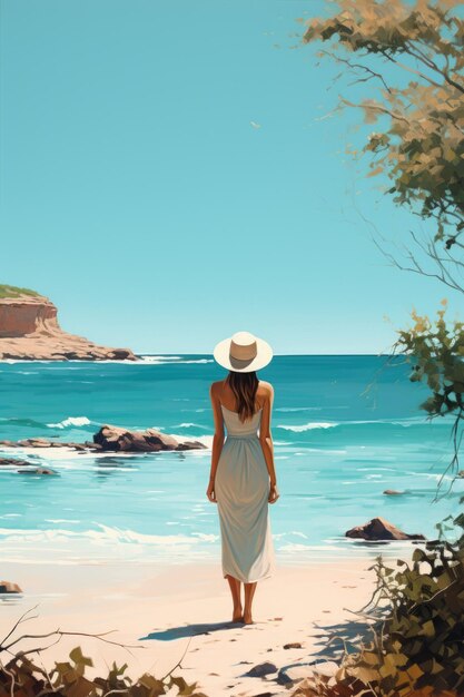 Une femme debout sur la plage