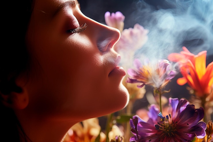 Photo une femme délicate dans un champ de fleurs sauvages favorisant la relaxation par la thérapie florale