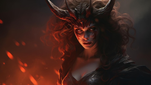 La femme démon: une illustration puissante et frappante avec des détails réalistes
