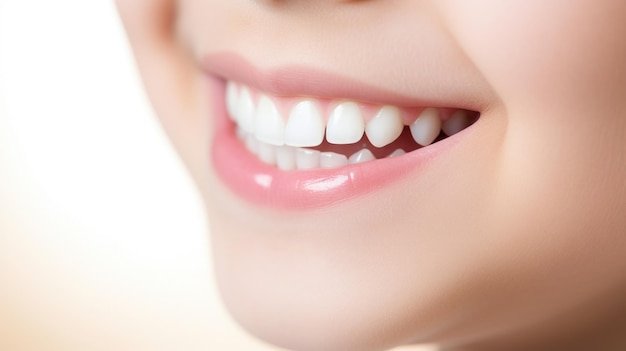 Une femme avec des dents blanches souriante ai