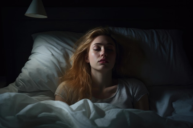 Femme déprimée souffrant d'insomnie
