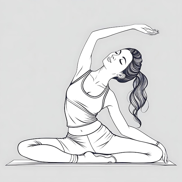 Une femme dessinant une ligne continue yoga illustration vectorielle