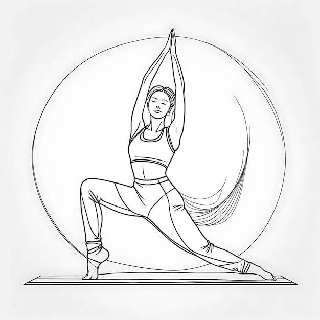 Une femme dessinant une ligne continue yoga illustration vectorielle