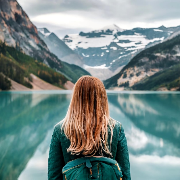 Une femme dessinant un paysage de forêt de montagne pittoresque AI_Generated