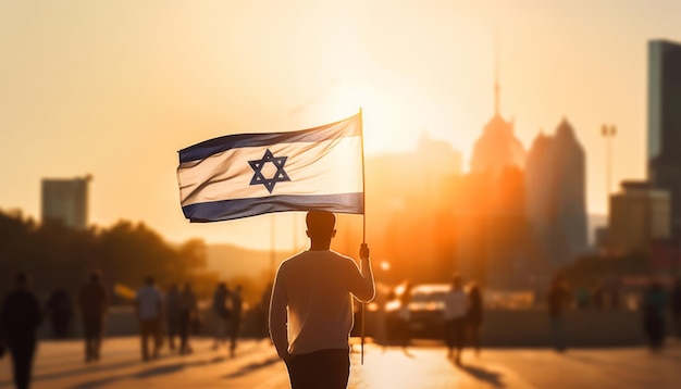 Une femme déterminée brandit le drapeau d’Israël