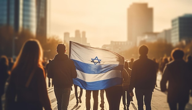 Une femme déterminée brandit le drapeau d’Israël