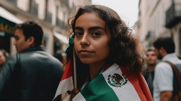 Une femme avec un drapeau mexicain