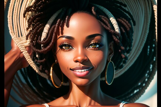 une femme avec des dreadlocks et un collier