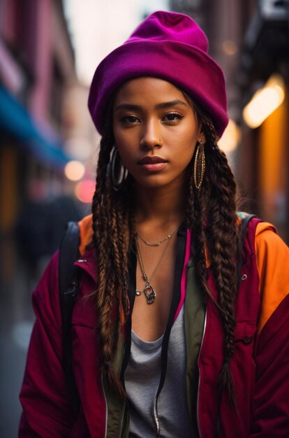 une femme avec des dreadlocks sur la tête