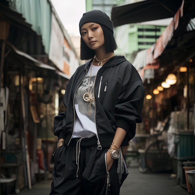 Une femme du Brunei vêtue de streetwear