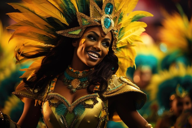 Une femme avec du maquillage coloré et des décorations de carnaval