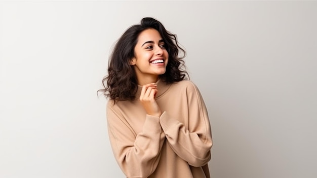 Une femme du monde sur un fond blanc