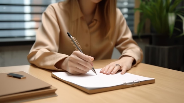 Femme écrivant dans un cahier