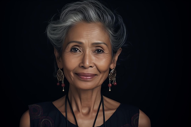 Une femme élégante d'Amérique centrale avec un sourire gracieux.