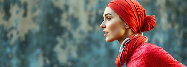 Photo une femme élégante portant un turban rouge