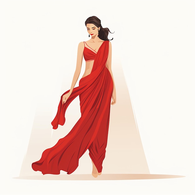 Une femme élégante en robe rouge illustration vectorielle isolée sur fond blanc design plat