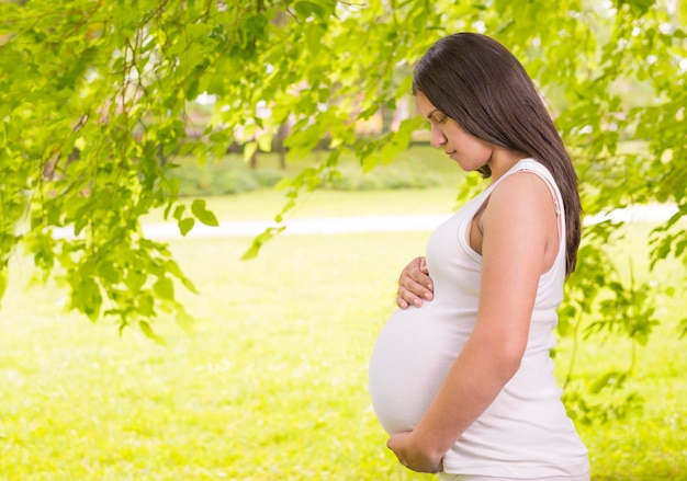 Femme enceinte, apprécier, nature