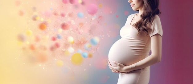 Photo femme enceinte avec fond coloré de pilules