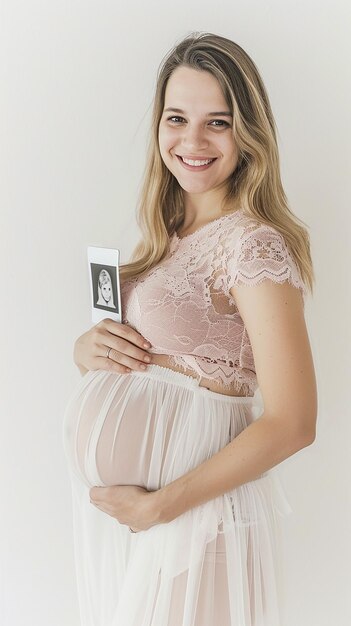 Photo une femme enceinte heureuse avec une échographie