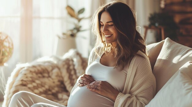 Femme enceinte à la maison