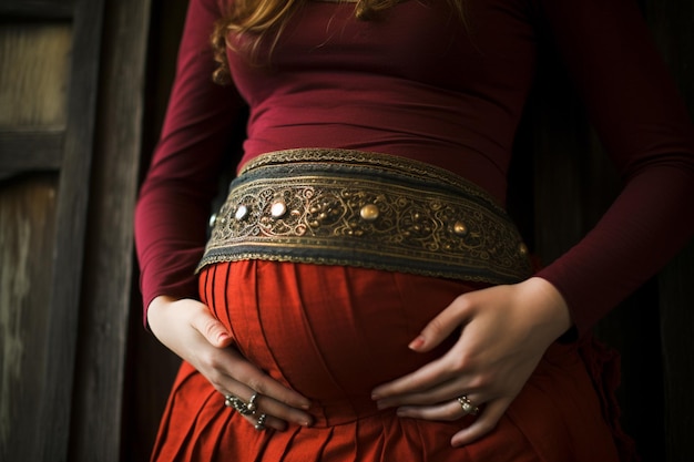 Femme enceinte tenant le ventre