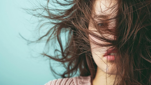 Une femme a endommagé et cassé le concept de problème de perte de cheveux secs