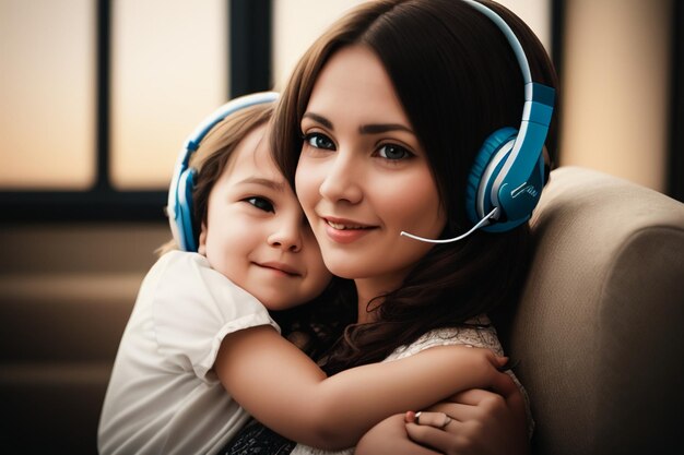 Une femme avec un enfant portant un casque et un casque