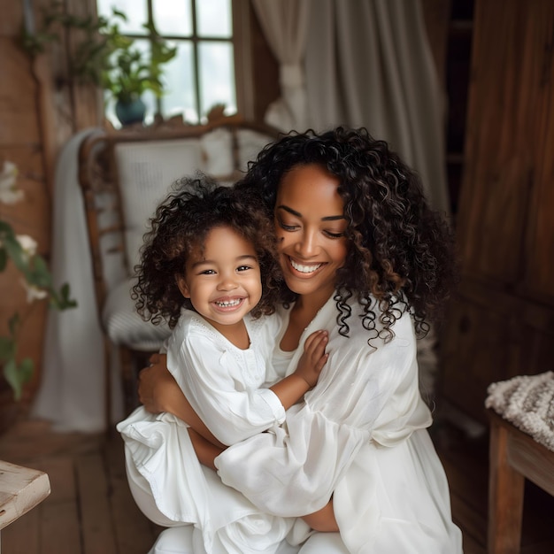 une femme et un enfant s'embrassent.