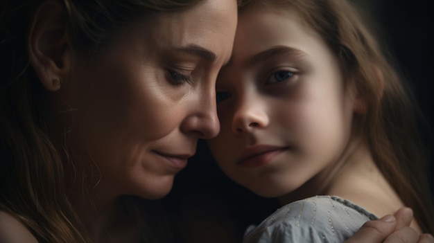 Photo une femme et un enfant s'embrassent.