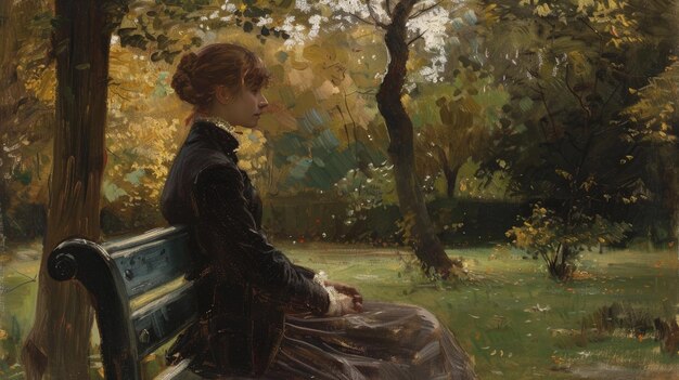 Une femme est assise sur un banc.