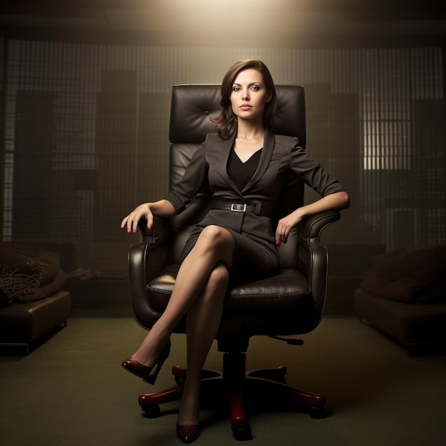 une femme est assise sur une chaise avec le mot "cos" dessus.