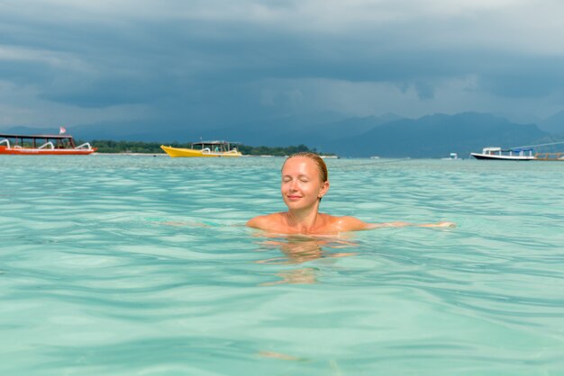 Femme, exotique, île, plage