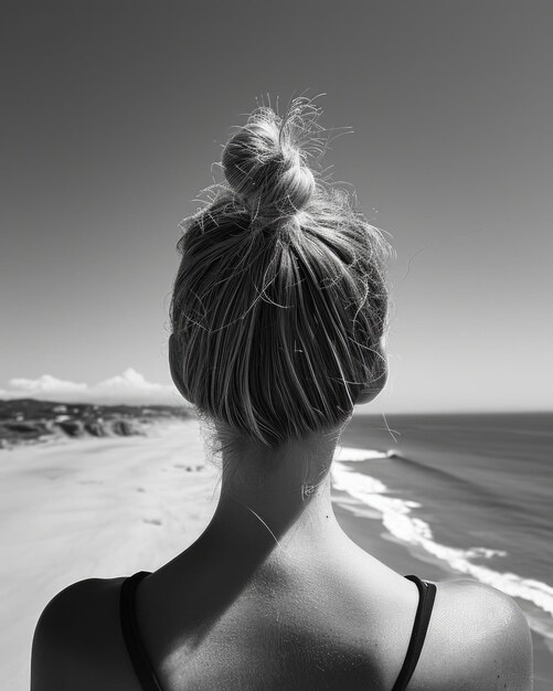 femme face à la mer sur la plage