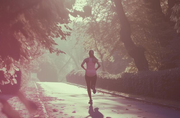 femme faisant du jogging dans le parc