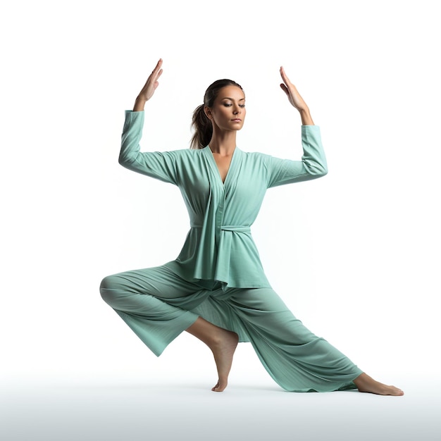 Photo une femme faisant du yoga isolée sur un fond blanc