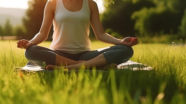 femme faisant des exercices de yoga en plein air