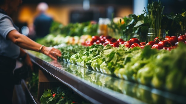 Photo femme faisant ses courses dans l'allée du supermarché inflation conception des prix des denrées alimentaires