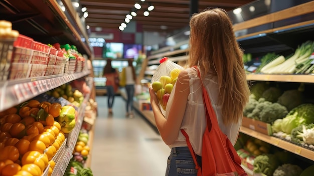 Femme faisant ses courses à l'épicerie