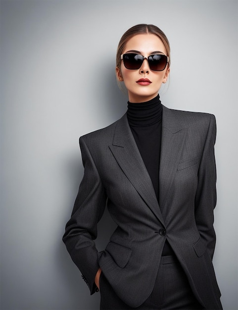 Photo femme fashon modèle black fit blazer generated ai