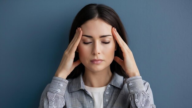 Photo une femme fatiguée se frotte les tempes.