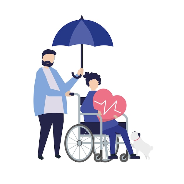 Femme en fauteuil roulant autocollant png fond graphique plat et transparent