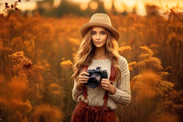 femme fille avec caméra