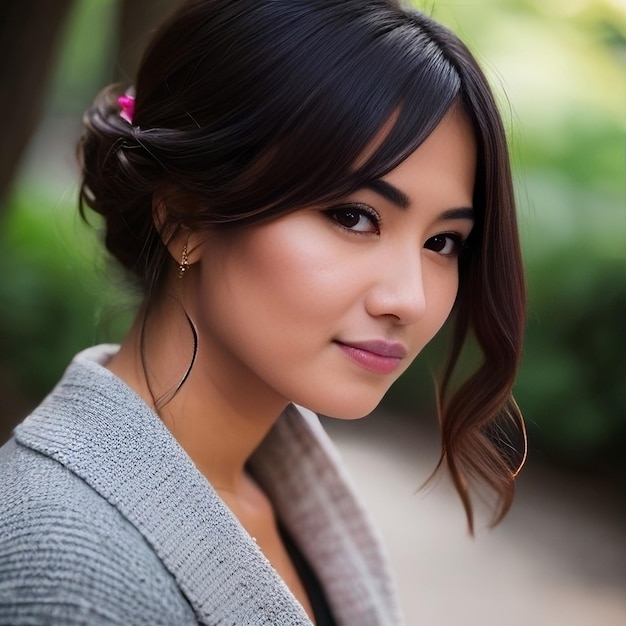 Une femme avec une fleur dans les cheveux