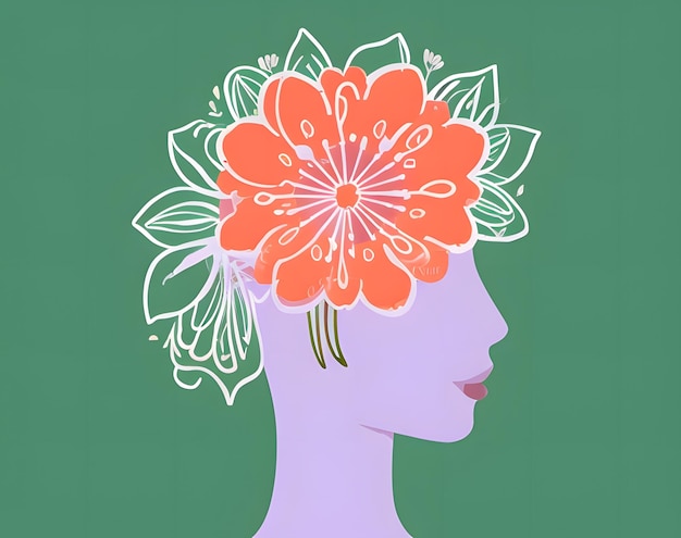 une femme avec une fleur dans les cheveux