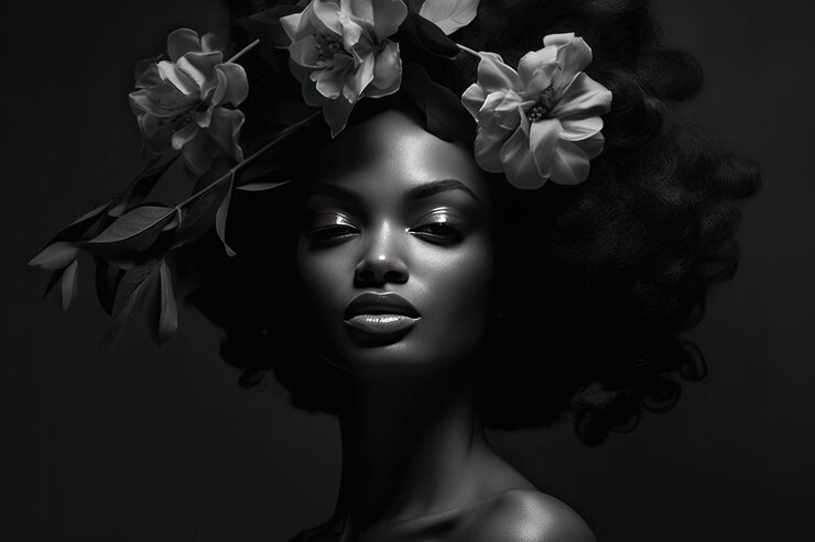 Une femme avec des fleurs blanches sur la tête