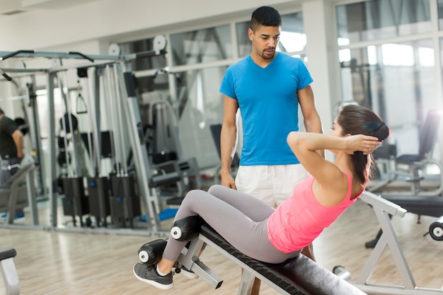 Femme, formation, gymnase